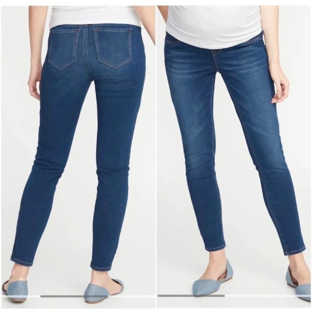 Old Navy dark skinny maternity jeans full panel 4